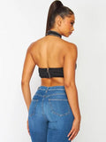 Zip Me Up Multi Zipper Halter Crop Top - Black -