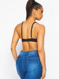 Most Cherished Pearl Bustier Bra Crop Top - Black -