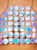 Nanette Holographic Metal Halter Crop Top - Blue -