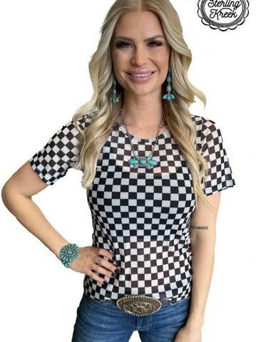If You Aint First, You're Last Mesh Top - Black/White -