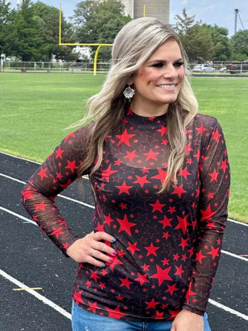 Go Team Go Mesh Top - Black/Red -