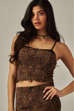 Printed Mesh Bra Cami Top - Leopard -