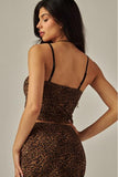 Printed Mesh Bra Cami Top - Leopard -