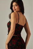 Printed Mesh Bra Cami Top - Rose -