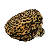 Faux Fur Leopard Print Hat with Gemstones