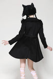Dark Kitty Ears Bonnet - Black