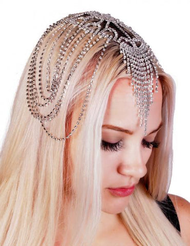 Rhinestone Head Dress - Silver