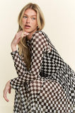 Checker Print Maxi Dress - Black/White -