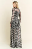 Checker Print Maxi Dress - Black/White -