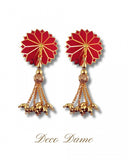 Dita - Deco Dame Velvet and Gold Pasties with Removable Hand-Beaded Tassels - Red - 2.5"