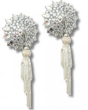 Dita - Tessorama Glitter & Gem Pasties with Removable Hand-Beaded Tassels - Shimmering Silver - 2.5"