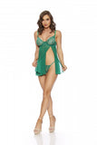 Babydoll with Chain Detail and Panty - Emerald -
