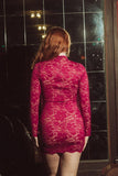 Fully Lined Lace Mini Dress - Boysenberry/Chai Liner -