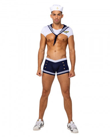 3 Piece Men's Sailor Stud - White/Blue -