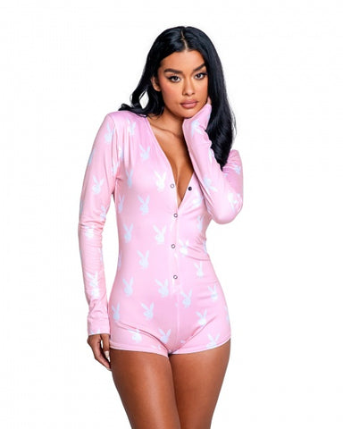 Playboy Slumber Bunny Romper - Pink/White -