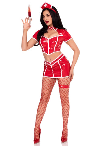 4 Piece Red Alert Nurse Costume -