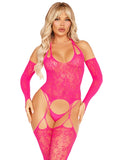 Dream State Bodystocking Set - Neon Pink - One Size