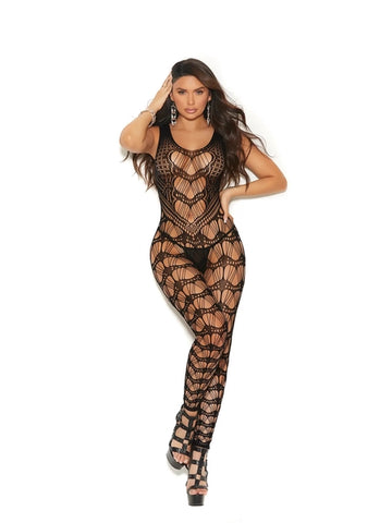 Crochet Bodystocking - Black - One Size