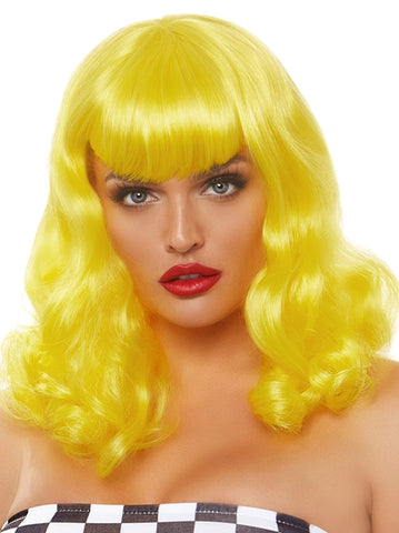 16" Retro Curly Bob Wig - Yellow
