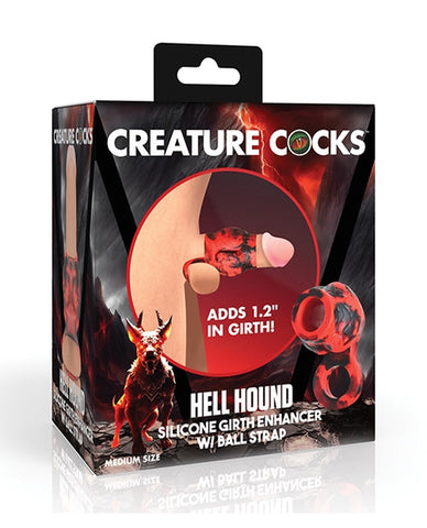 Creature Cocks Hell Bound Penis Sleeve & Ball Stretcher - Medium - Red/Black