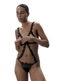 Arella Open Bodysuit - Black -