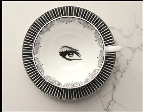 Elvira Silver Screen Stripe Teacup and Saucer