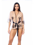 Robe with Matching Panty - Nude/Black -