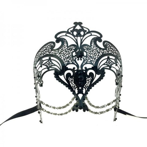Metal Mask - Black with Clear Diamonds