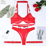 Obsession Strapped Four Piece Set - Red -