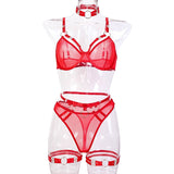 Obsession Strapped Four Piece Set - Red -