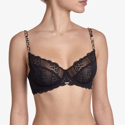 Mirage Underwire Demi Cup Bra - Brown/Black -