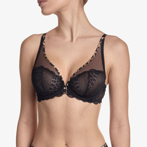 Mirage Plunge Underwire Bra - Brown/Black -