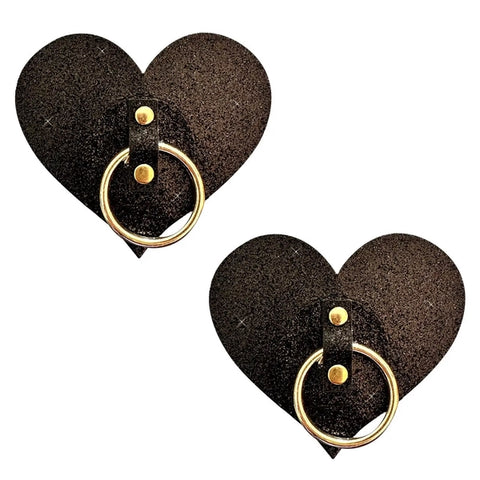 After Midnight Glitter Gold Hoop Nipple Cover Pasties - Black