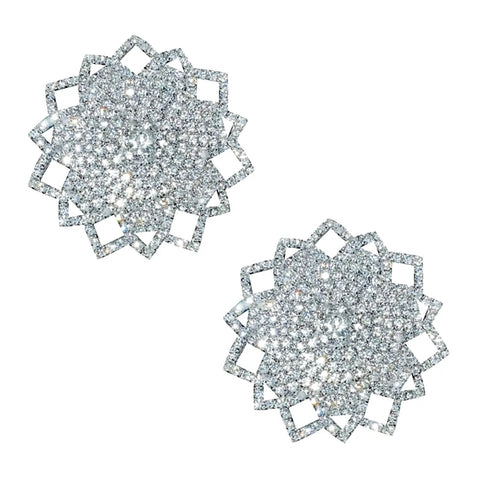Ice Crystals Jewel Reusable Silicone Nipple Cover Pasties - Silver