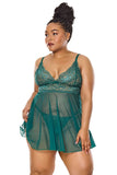Jade Babydoll and G-String - Green -