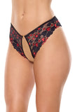 Heartbreaker Crotchless Panty - Black/Red -