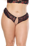 Heartbreaker Crotchless Panty - Black/Red -