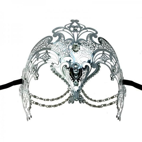 Metal Mask - Silver with Clear Diamonds