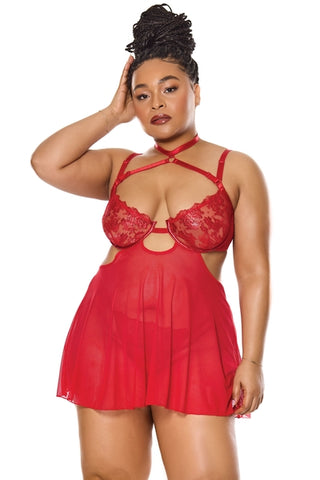 Scarlette Babydoll & G-String - Red -