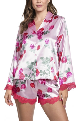 Alyssa Long Sleeve PJ and Tap Short Set - Light Pink -