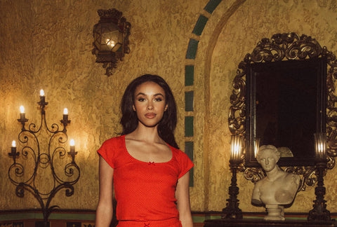 Modal Rib Cap Sleeve Top - Scarlett/Black Mini Dot -