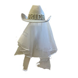"Bride" Cowgirl Hat with Veil - White