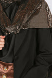 Single Blazer with Detachable Glitter Scarf - Black -