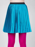 Satin Pleated Mini Skirt - Teal -