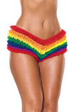 Ruffle Shorts with Back Bow Detail - Rainbow -