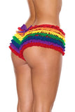 Ruffle Shorts with Back Bow Detail - Rainbow -