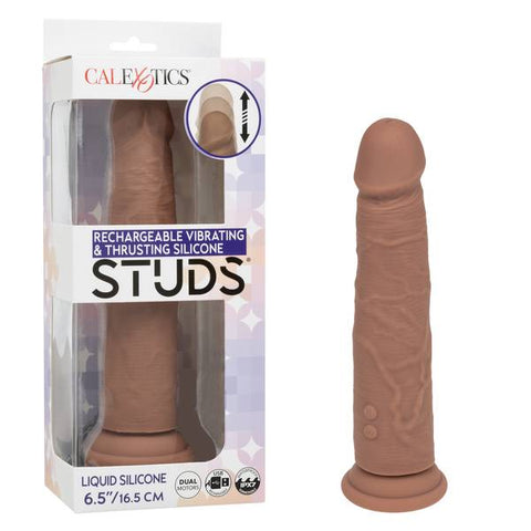 Rechargeable Vibrating & Thrusting Silicone Studs® - Brown