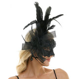 Fascinator mask with Feathers Aside - Black