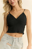 Ribbed Cami Top - Black -