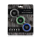 Je Joue Silicone Cock Ring 3-Piece Set - Black/Green/Blue